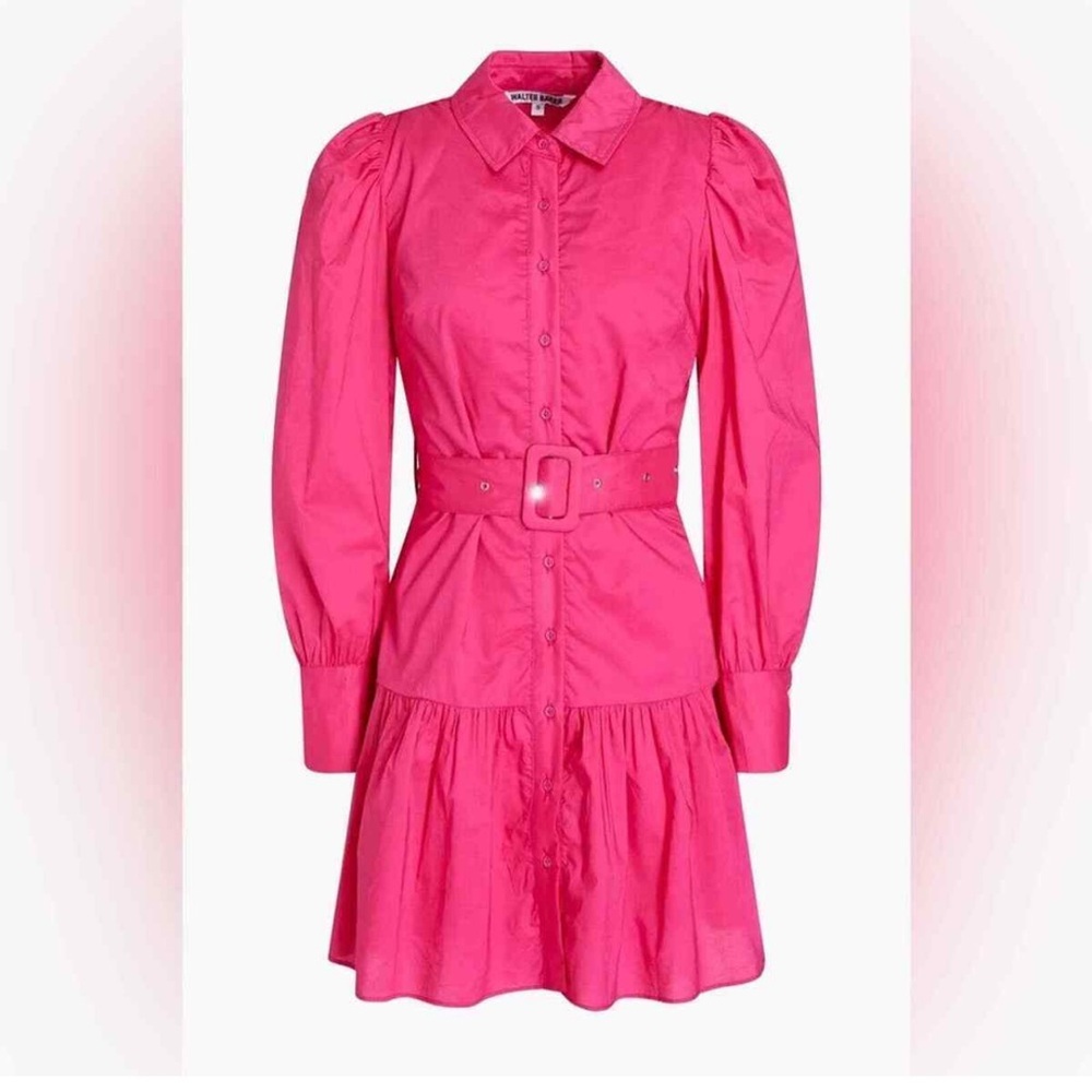 Walter Baker Hot Pink Button-Front Belted Shirt Dress - Picture 2 of 11